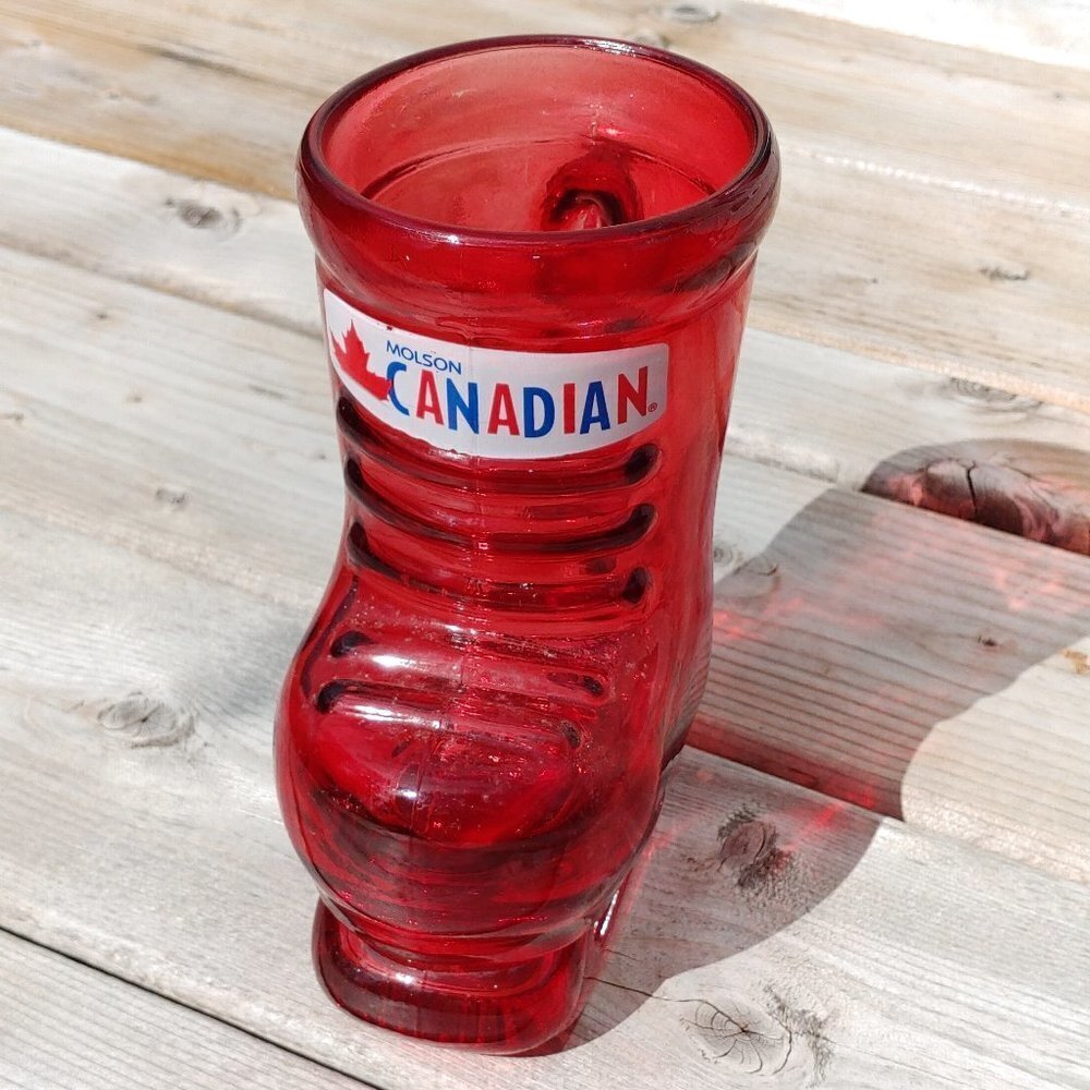 Molson Canadian Skate Boot Glass Stein RED